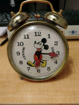 Vintage Mickey Mouse Alarm Clock Bradley Walt Disney Productions Ex Cd Runs Well