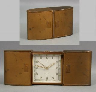 Small Vintage 1960s German Semca,  Swiss 7 Jewels Travel Alarm Clock W/ Case,  Nr