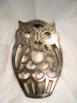 Vintage Leonard Silver Plate Owl Trivet 8 "