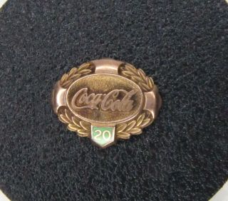 Vintage 1950s - 1960s Classic Coca - Cola 10k Gold 20 Yr Employee Service Award Pin