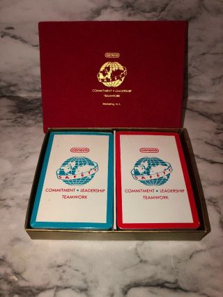 Vintage Conoco Gas Set Playing Cards Gasoline Advertising Red Blue Decks