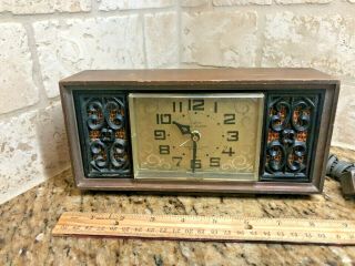 Westclox Electric Dialite Bell Alarm Clock Vintage Wood Case