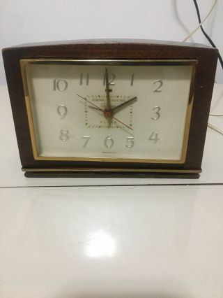 Vintage General Electric Telechron Wooden Alarm Clock Model 7ha188