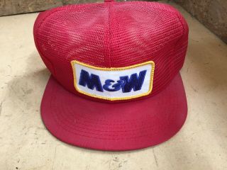 Vintage As Found M&w Farm Tractor Trucker Hat Mesh Snap Back Cap Pistons Wagon