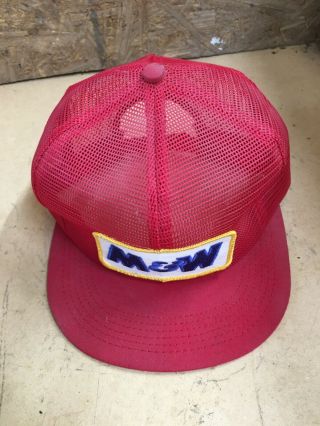Vintage as found M&W farm tractor trucker hat mesh Snap back cap pistons wagon 3