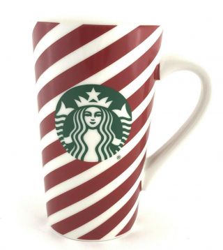 Starbucks 2019 Red White Stripe Tall Coffee Mug Cup 16 Oz