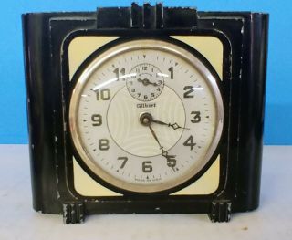 Vintage Art Deco Gilbert Painted Metal Case Alarm Clock