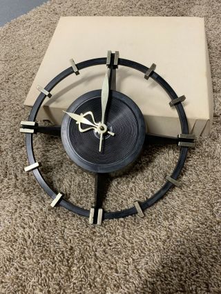 Vintage Spartus Mid Century Wall Clock Black Made In The Usa
