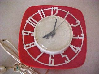 Vintage General Electric Red And White Wall Hanging Electric Clock