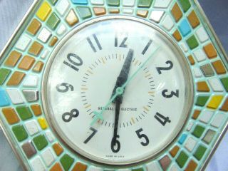 General Electric Kitchen Wall Clock Mosaic Tile Hexagon Retro MCM 2118 2