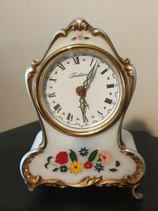 Vtg Tradition Wind Up Music Box Mantle Alarm Clock Made In West Germany.