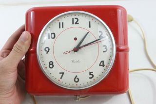Vintage Westclox Belfast Wall Electric Clock S7 - A Kitchen Red Retro - M91
