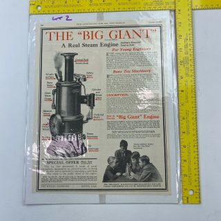 1924 The Big Giant Paper Ad Gas Kerosene Steam Engine Youths Companion Boston 7c