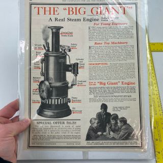 1924 The Big Giant Paper Ad Gas Kerosene Steam Engine Youths Companion Boston 7C 2