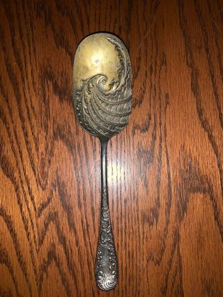 Vintage Serving Spoon Extra Coin Silver Plate Gold Tent Nautical Floral Wave Sea