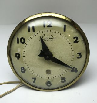 Vintage Lanshire Electric Clock Movement Motor Dial 4” Bezel Back Parts Repair