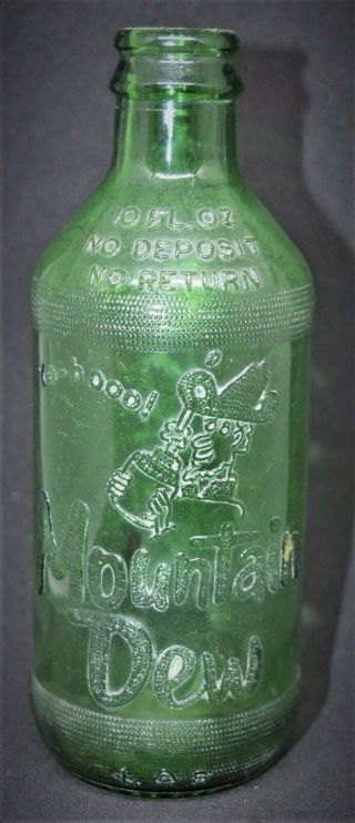 Vintage Mountain Dew No Deposit 10 Ounce Hillbilly Bottle