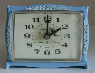 Vintage General Electric Lighted Dial Alarm Clock Blue Mid Century Modern