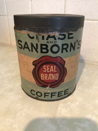 Vintage Chase And Sanborn’s July 19th Paper Label Coffee Tin Can