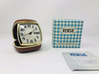 Vintage Rensie Fold Up Alarm Clock Wind Up Travel 1950s 60s