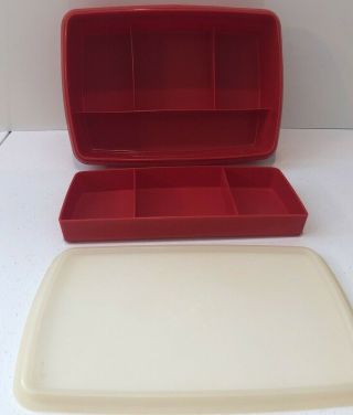 Vintage Tupperware Tuppercraft Red Stow - N - Go Storage Hobby Container 767 - 13