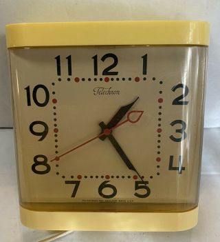 Vintage 1950 Telechron Kitchen Wall Clock Yellow 2h31 Made In Usa