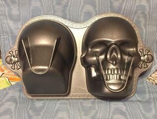 Vintage Wilton Skull 2 - Piece Cake Pan Heavy Duty Usa