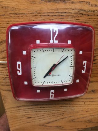 General Electric Kitchen Wall Clock Red