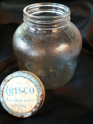 Vintage Crisco Glass Jar With Lid