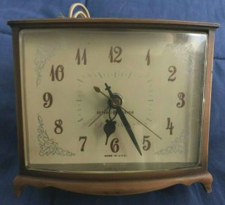 Vintage General Electric Model 7280 Mid - Century Wood Alarm Clock -