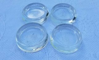 4 Thick Clear Glass Furniture Coaster Caster Cups Vintage Fits 2 1/4 " Leg