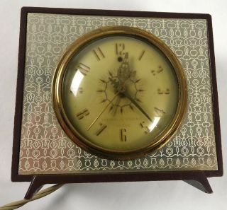 Vintage Leather General Electric Telechron Alarm Clock Model 7h242.