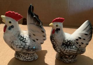 Vintage Rooster & Hen Salt And Pepper Shakers