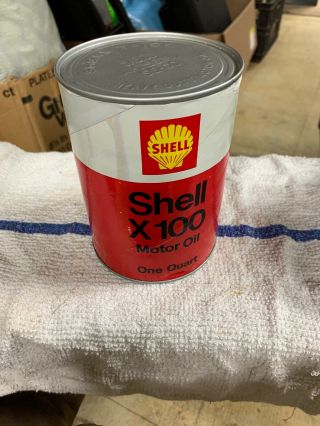 Vintage Shell X 100 Motor Oil One Quart Empty Can Not Opened