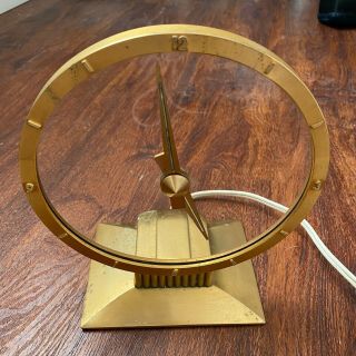 Mid - Century Jefferson Golden Hour Mystery Electric Clock Repair Or Parts As - Is