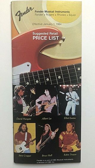 1984 Fender Musical Instruments Price List (35 Pgs) Incl.  Rogers,  Rhodes,  Squier