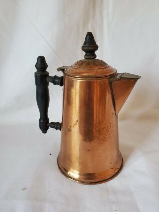 Vintage Copper Tea/coffee Kettle W/ Wooden Handles