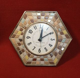 General Electric Kitchen Wall Clock Mosaic Tile Hexagon Retro Mcm 2118