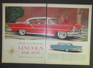 Print Ad 1957 Lincoln Premiere 4 Door Landau Automobilia