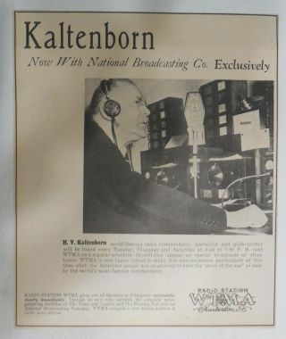 Kaltenborn Joins Nbc On Wtma Radio Charleston Sc From 1938 Size: 10 X 12 Inches