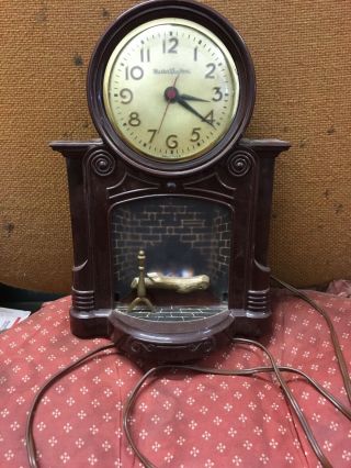 Vintage Master Crafters Electric Clock Light Up Fire Place,  Model 272,