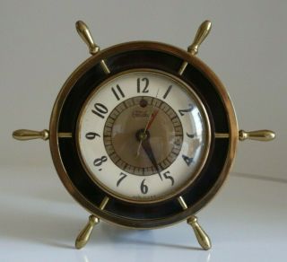 Vintage Telechron Brass Bakelite Ships Wheel Clock 7h167 Canada Model Lr - 11