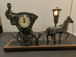 Horse Carriage United Sessions Clock Lamp Vintage 1960s Hanson Cab (parts Only)