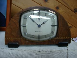 Vintage Art Deco Ingraham Stylwood Alarm Clock - Not - Wood Case