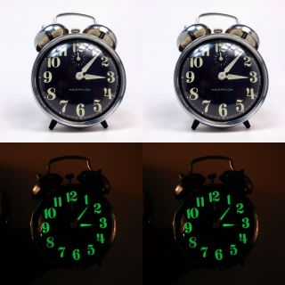 Vintage Westclox Wind Up Alarm Clock Twin Silver Bells Brazil Made Glow Numbers