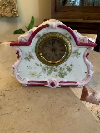 Vintage Porcelain Hand Painted Clock.  Germany