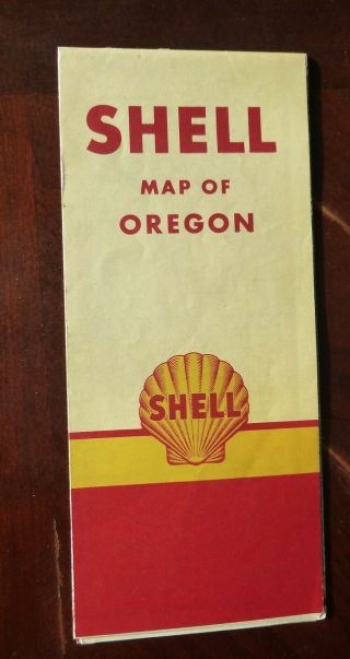 1951 Oregon Road Map Shell Oil Gas Crater Lake National Park