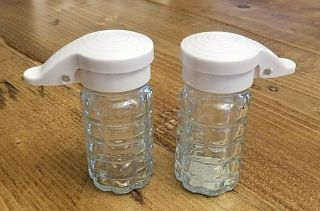 Vintage Kmart Corp.  Block Glass Salt And Pepper Shakers Set W/ Spring Flip Lids
