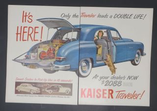 Print Ad 1949 Kaiser Traveler Auto Vintage Artwork Car Vintage Artwork