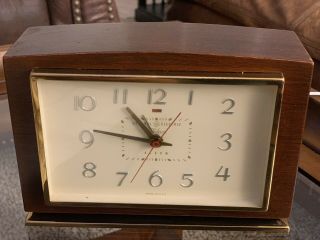 Ge General Electric Telechron Wooden Alarm Clock Model 7ha188